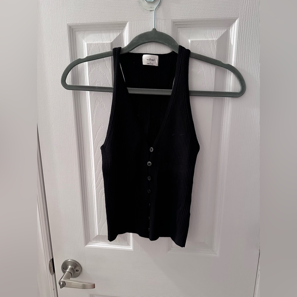 Aritzia Black Sleeveless Button-Up sweater, small, new